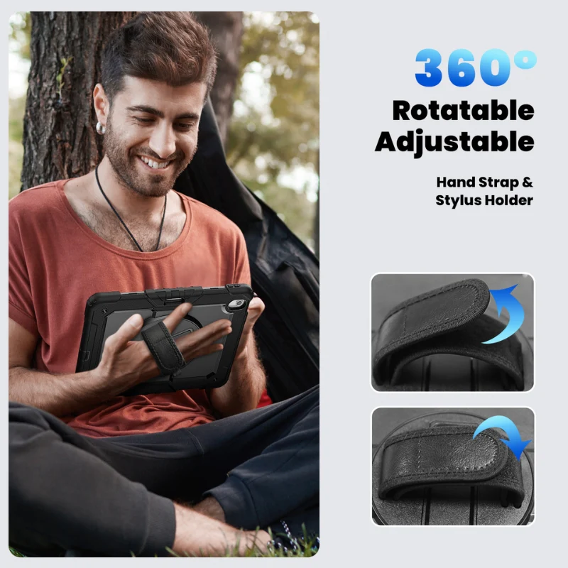 [Built-in 360° Rotating Hand Strap & Stand] Apple Ipad Air 10.5" 3rd Gen 2019 / iPad Pro 10.5" 2nd Gen 2017 - Shockproof with Screen Protector Pencil Holder Heavy Duty Series Case - Image 7