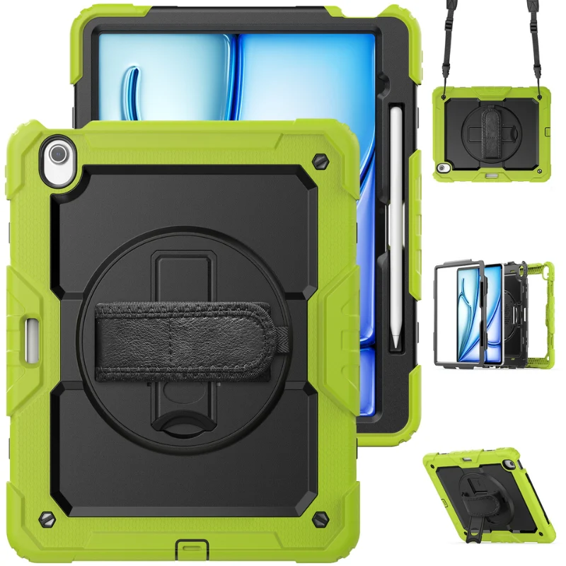 [Built-in 360° Rotating Hand Strap & Stand] Apple iPad Air 11-inch M2/M3/M4 (2024/2025/2026) Shockproof With Screen Protector Pencil Holder Heavy Duty Series Case - Image 15