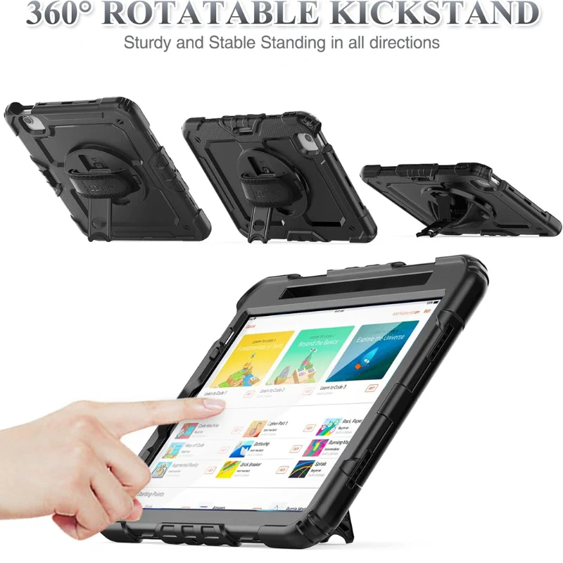 [Built-in 360° Rotating Hand Strap & Stand] Apple Ipad Air 10.9" 5th/4th Gen (2022/2020) Shockproof with Screen Protector Pencil Holder Heavy Duty Series Case - Image 5