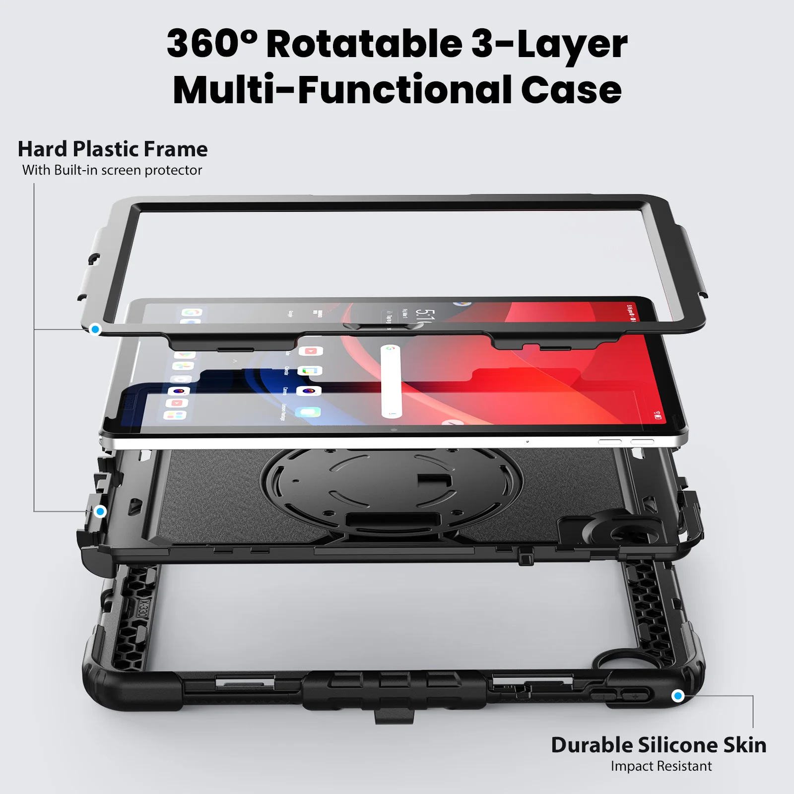 [Built-in 360° Rotating Hand Strap & Stand] Lenovo Idea Tab 11” 2025 (TB336FU/TB336ZU) Shockproof With Screen Protector Pencil Holder Heavy Duty Series Case - Image 14