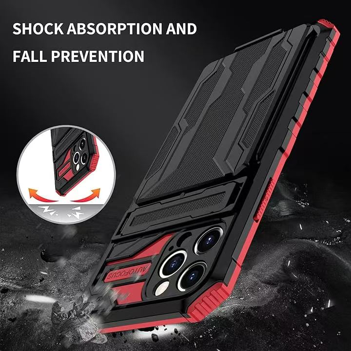 [Built-in Bracket][With Card Slot] Apple iPhone 16/Pro/Pro Max/Plus Multi-function Shockproof Heavy Duty Series Case - Image 5