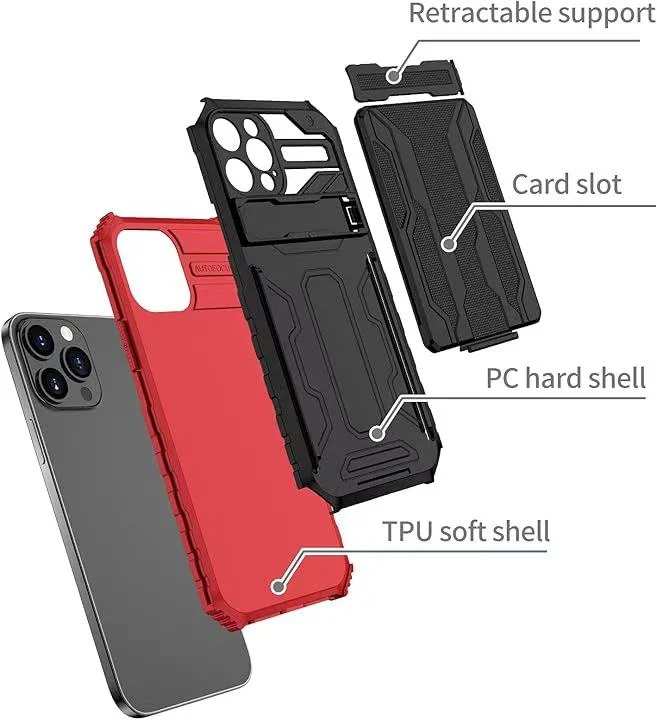 [Built-in Bracket][With Card Slot] Apple iPhone 16/Pro/Pro Max/Plus Multi-function Shockproof Heavy Duty Series Case - Image 8