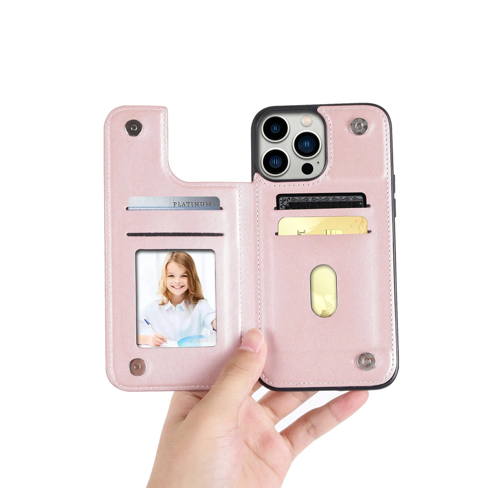 [Built-in Card Slot] Hanman Mika Leather Case For Apple iPhone 15 & 15 Plus & 15 Pro & 15 Pro Max - Image 10