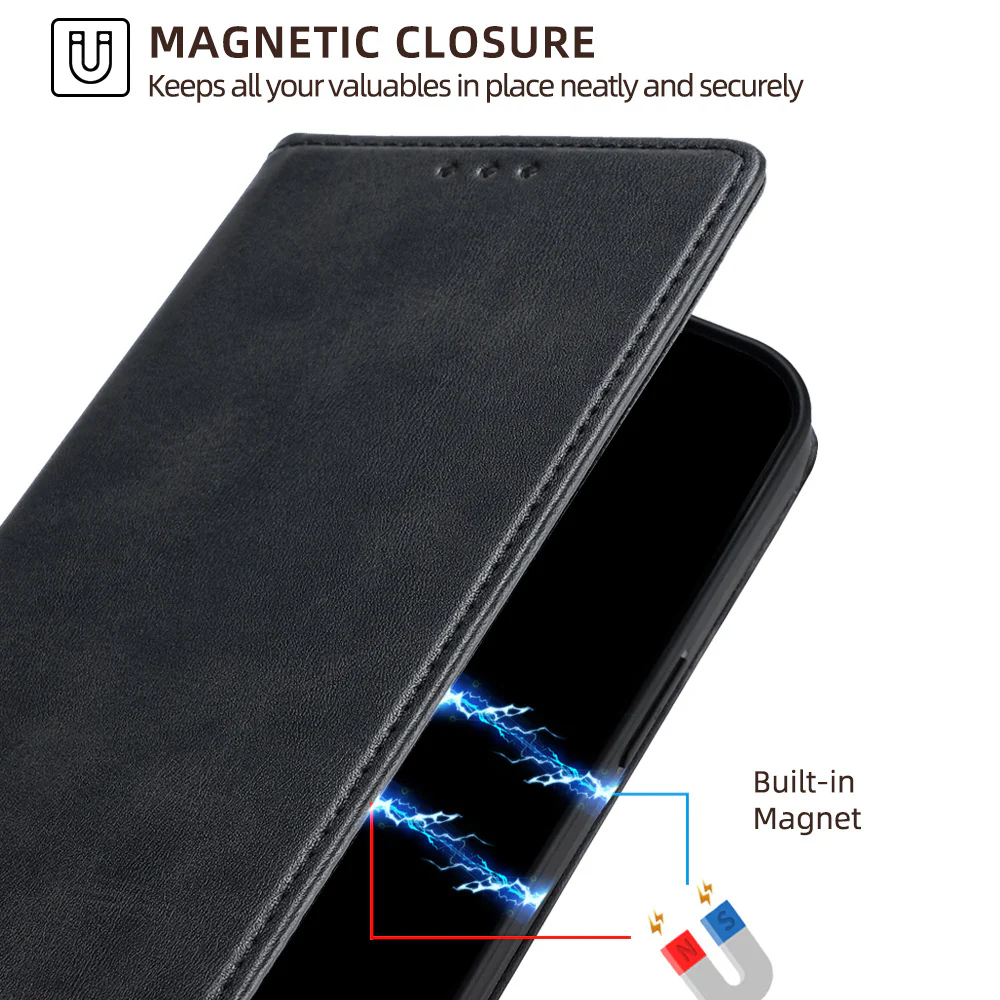 [Built-in Card Slot] Motorola Moto G15 Leather Flip Shockproof Essentials Series Case - Image 7