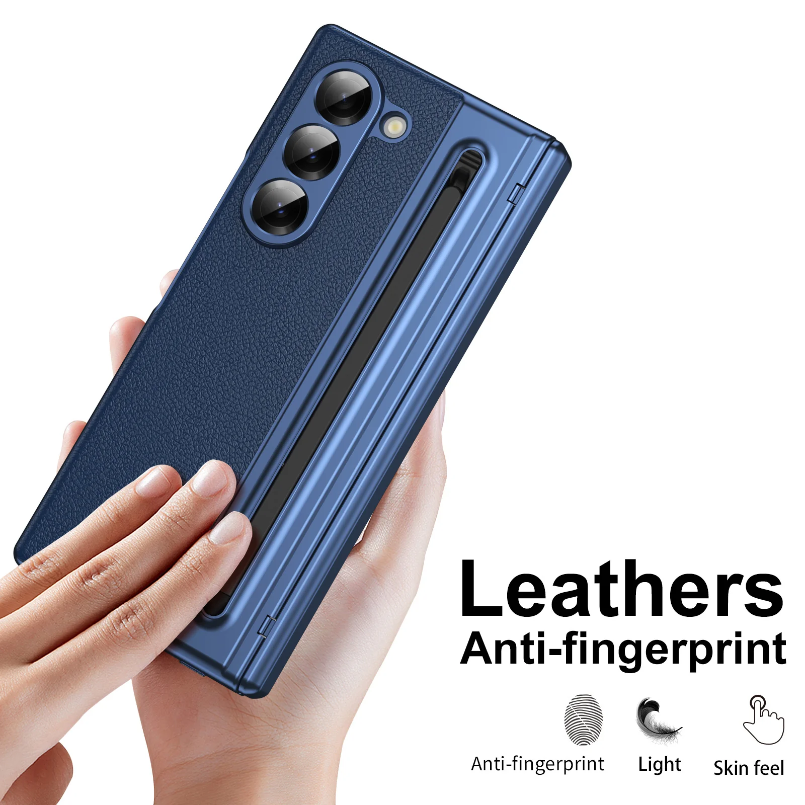 [Built-in Card Slot] Samsung Galaxy Z Fold7 Folding Electroplated PU Leather Case with Tempered Glass Screen Protector - Image 10