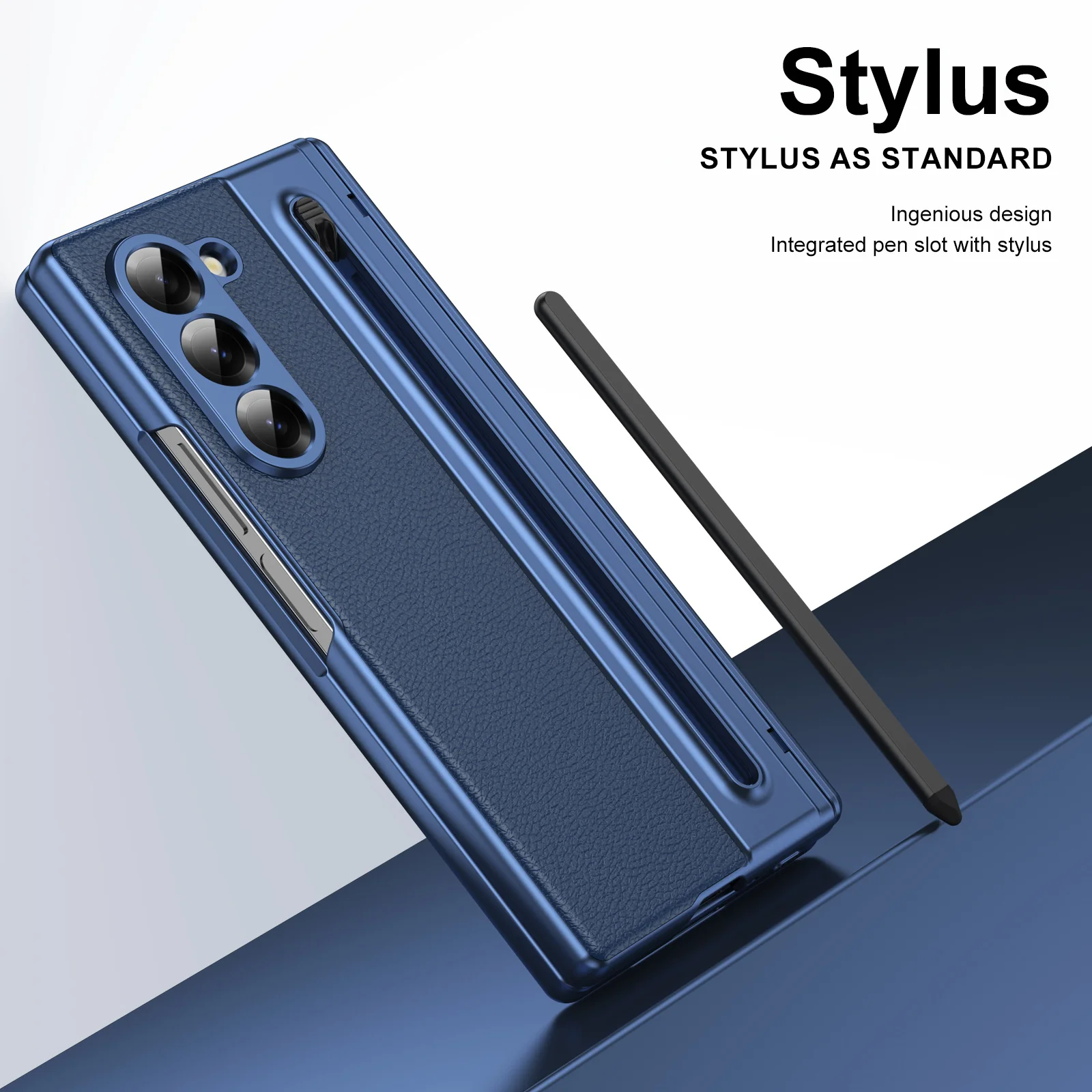 [Built-in Card Slot] Samsung Galaxy Z Fold7 Folding Electroplated PU Leather Case with Tempered Glass Screen Protector - Image 11