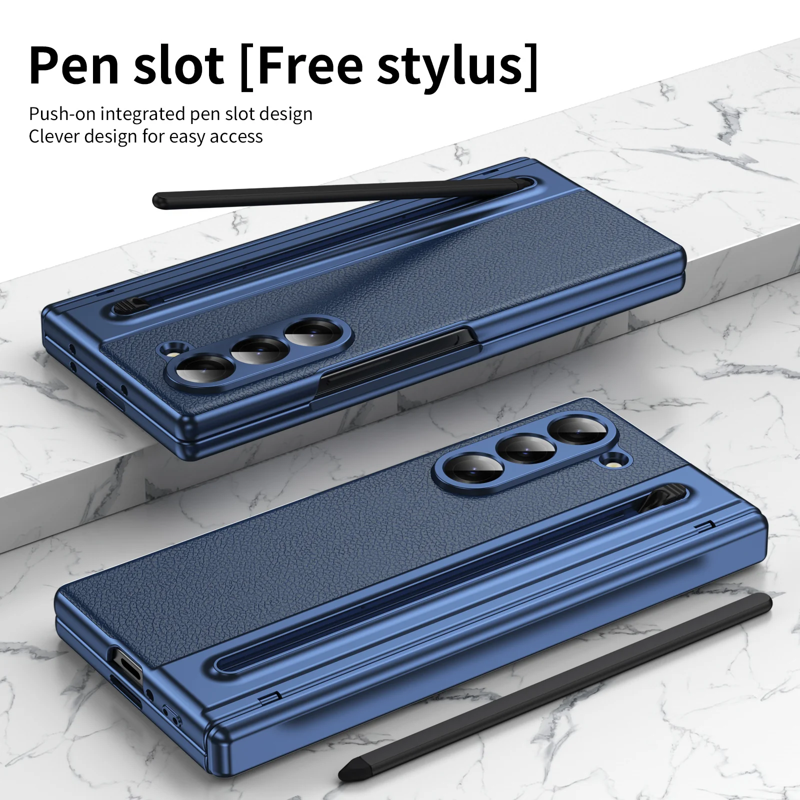 [Built-in Card Slot] Samsung Galaxy Z Fold7 Folding Electroplated PU Leather Case with Tempered Glass Screen Protector - Image 12