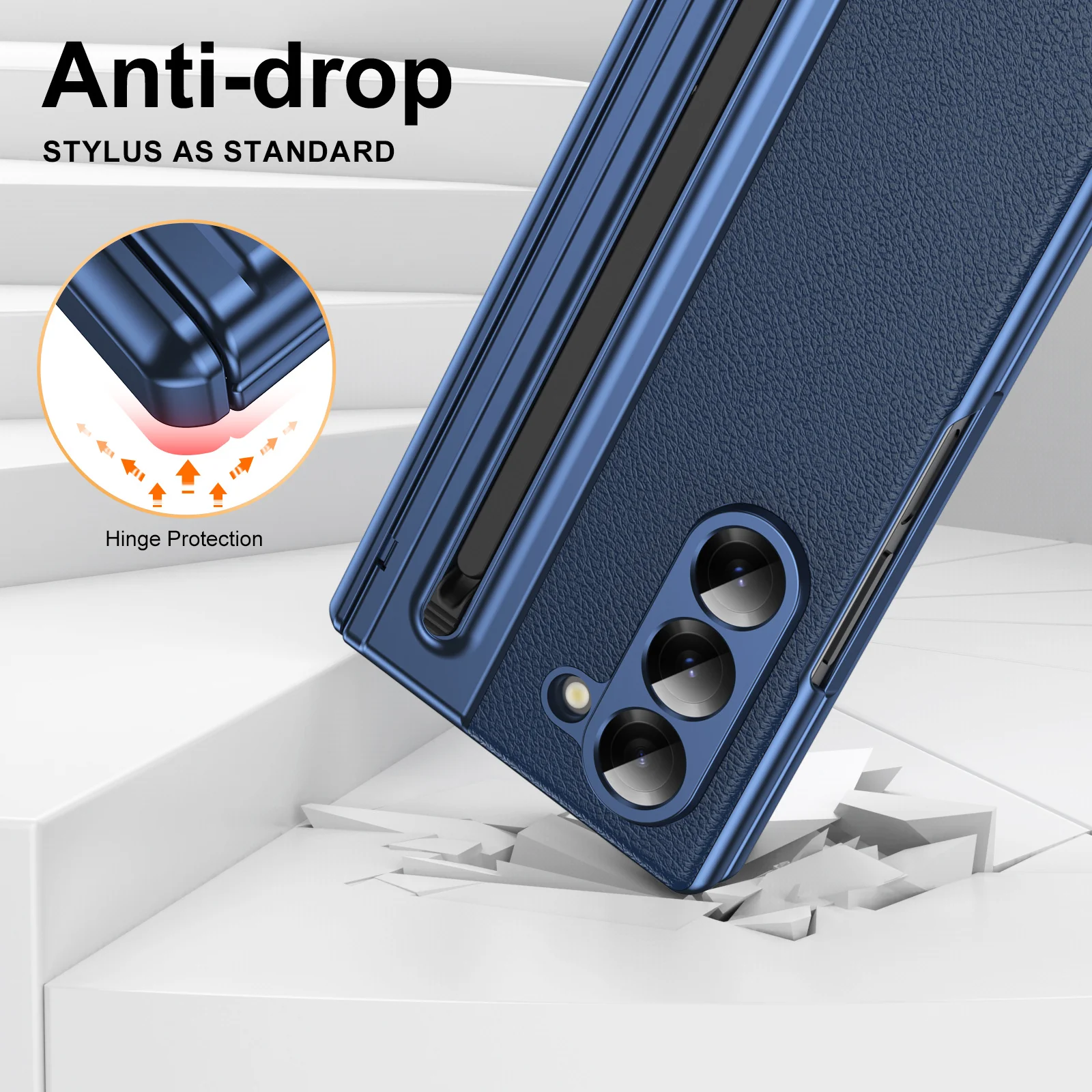 [Built-in Card Slot] Samsung Galaxy Z Fold7 Folding Electroplated PU Leather Case with Tempered Glass Screen Protector - Image 13