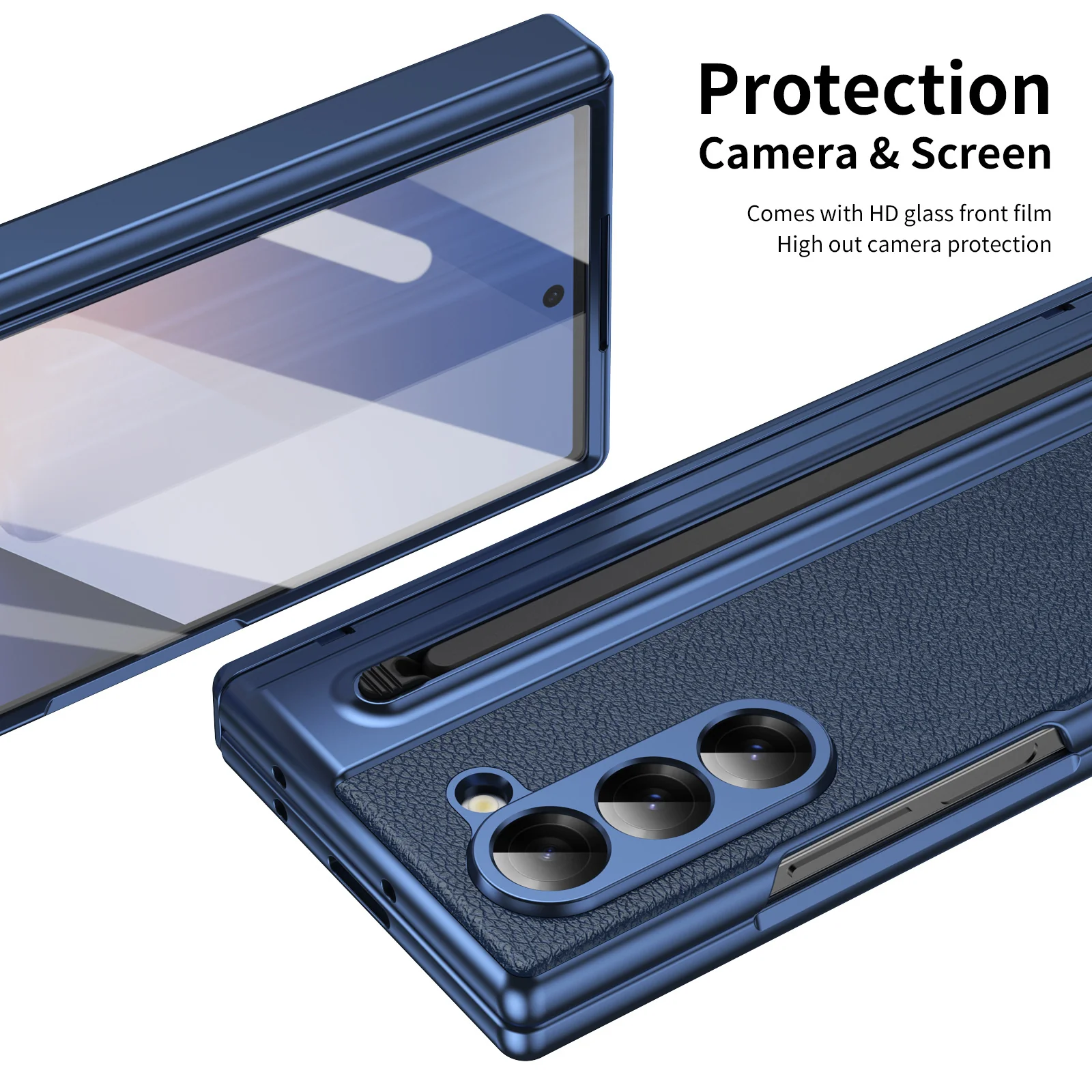 [Built-in Card Slot] Samsung Galaxy Z Fold7 Folding Electroplated PU Leather Case with Tempered Glass Screen Protector - Image 17