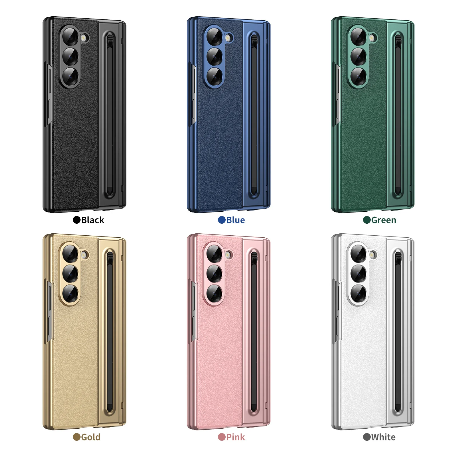 [Built-in Card Slot] Samsung Galaxy Z Fold7 Folding Electroplated PU Leather Case with Tempered Glass Screen Protector - Image 6