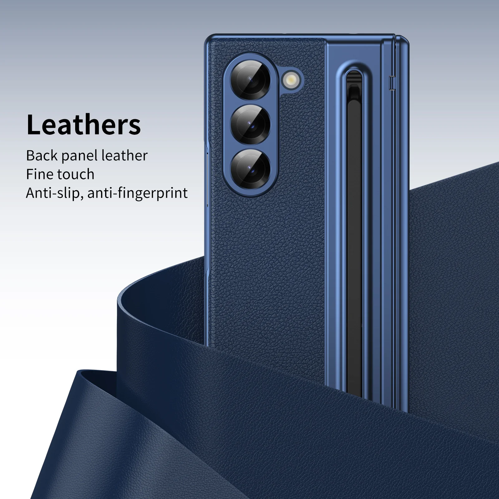 [Built-in Card Slot] Samsung Galaxy Z Fold7 Folding Electroplated PU Leather Case with Tempered Glass Screen Protector - Image 8