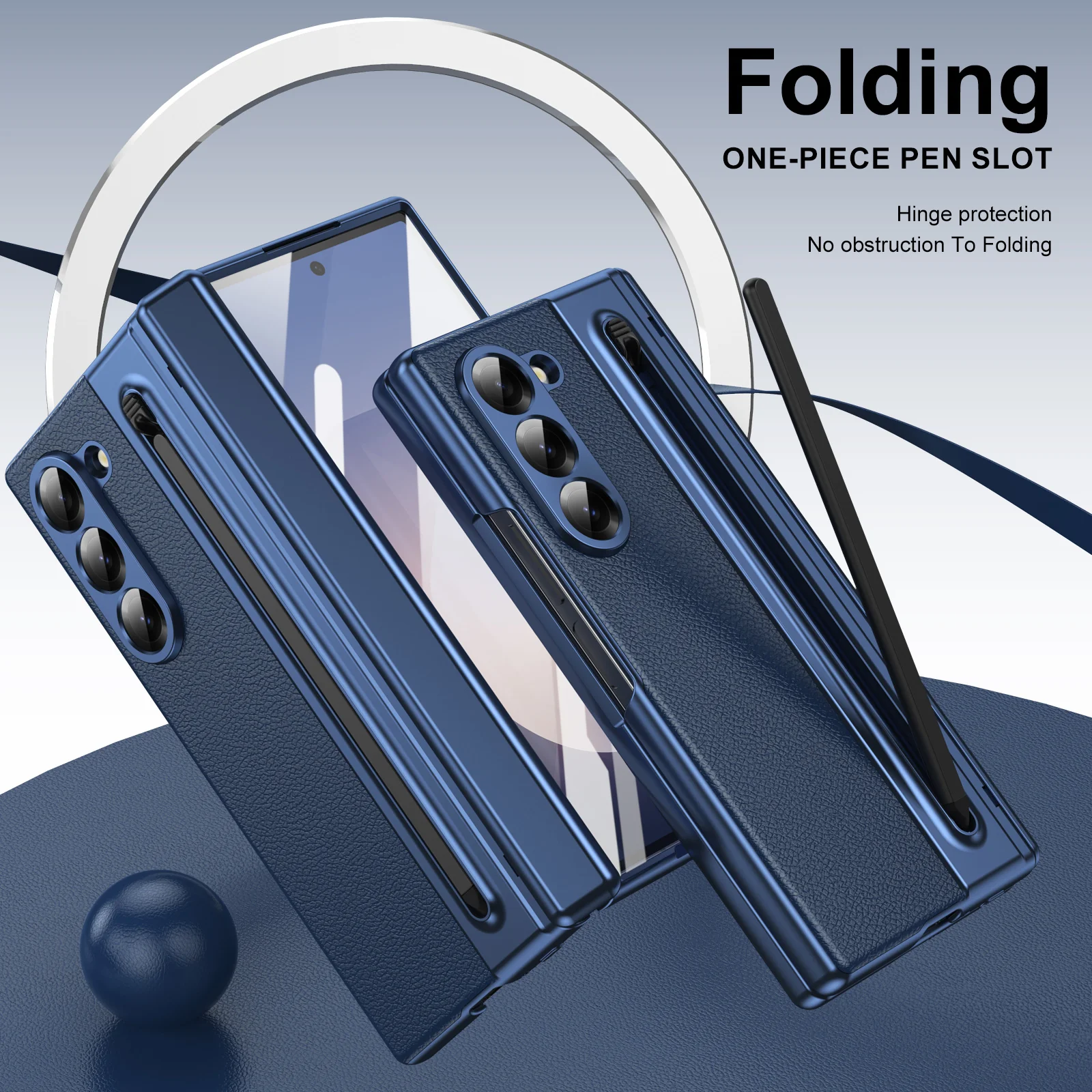 [Built-in Card Slot] Samsung Galaxy Z Fold7 Folding Electroplated PU Leather Case with Tempered Glass Screen Protector - Image 9