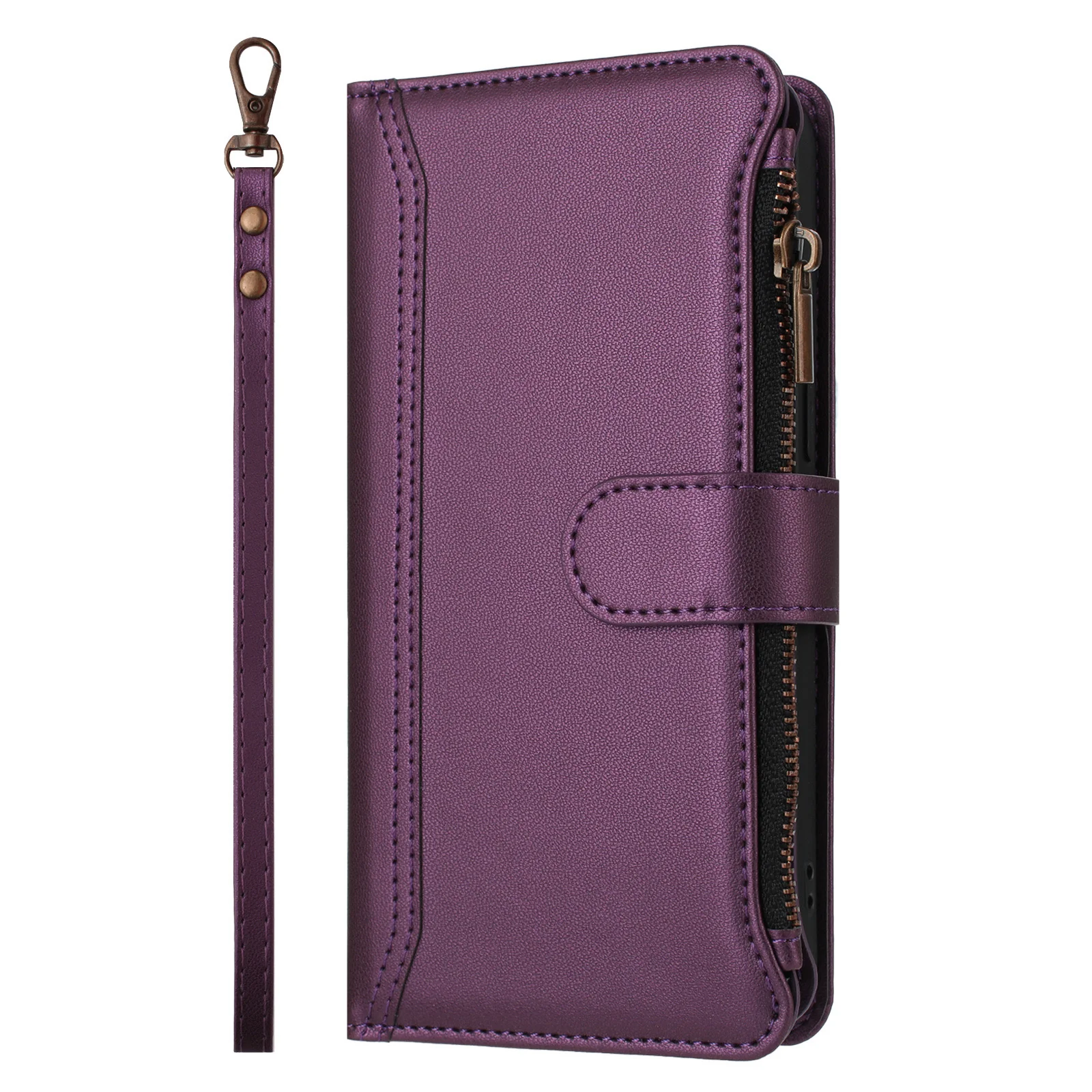 [Built-in Card Slot][With Wrist Strap] Motorola Moto G55 - Multifunctional Flip Phone Case With Magnetic Closure - Image 3