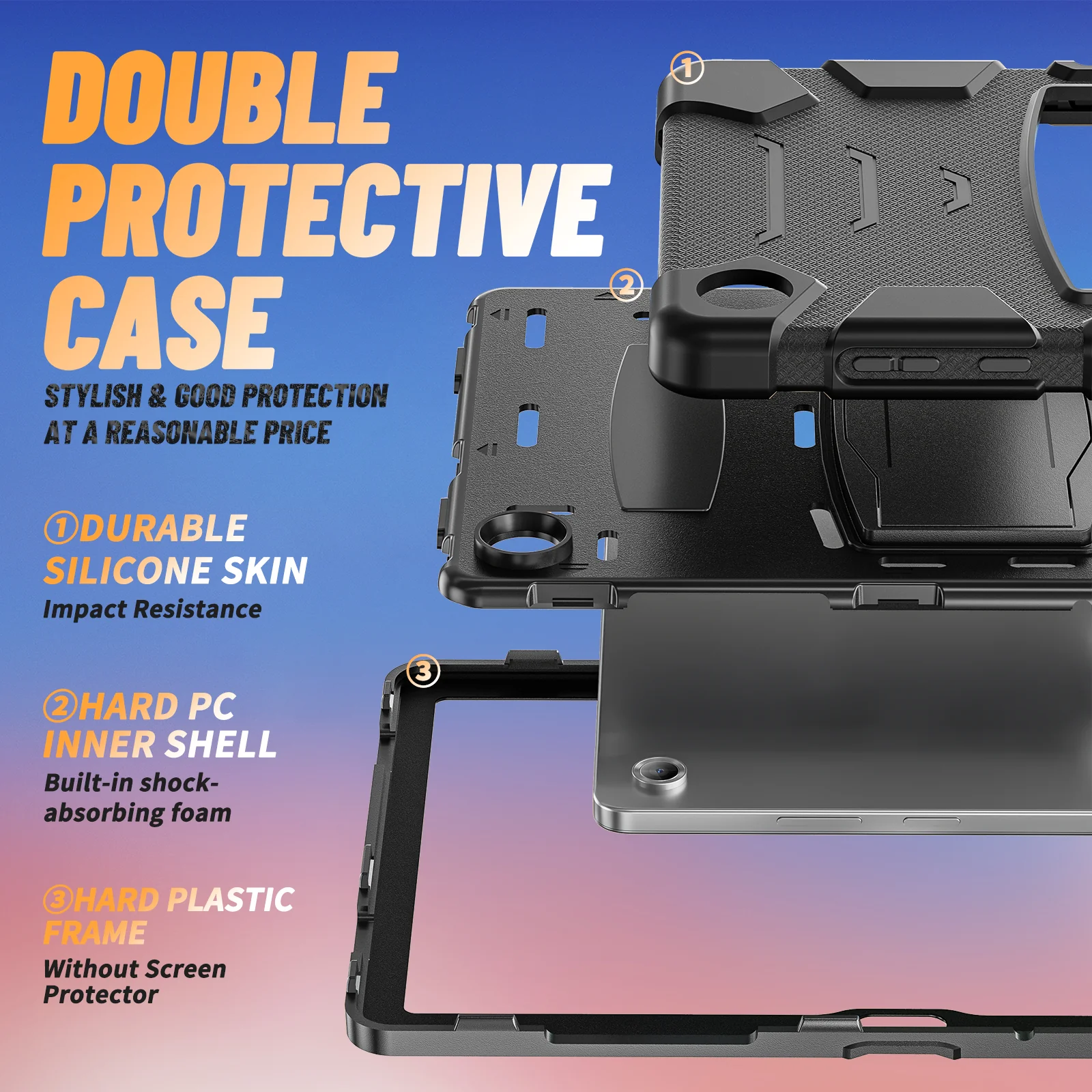 [Built-in Hidden Kickstand] Samsung Galaxy Tab A9 Plus & A11 Plus 11" - PC Silicone Rugged Shockproof Protection Durable Case - Image 4