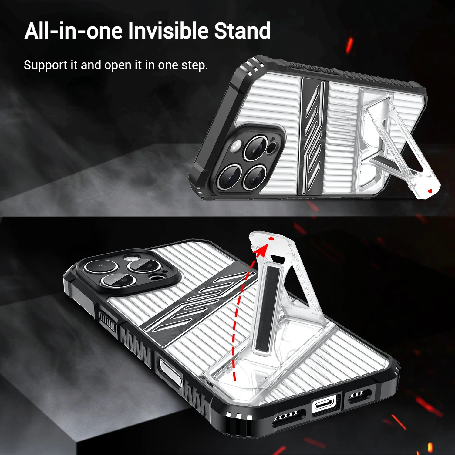 [Built-in Invisibla Bracket] Apple iPhone 16e & 17e Transparent Shockproof Protective Case - Image 9