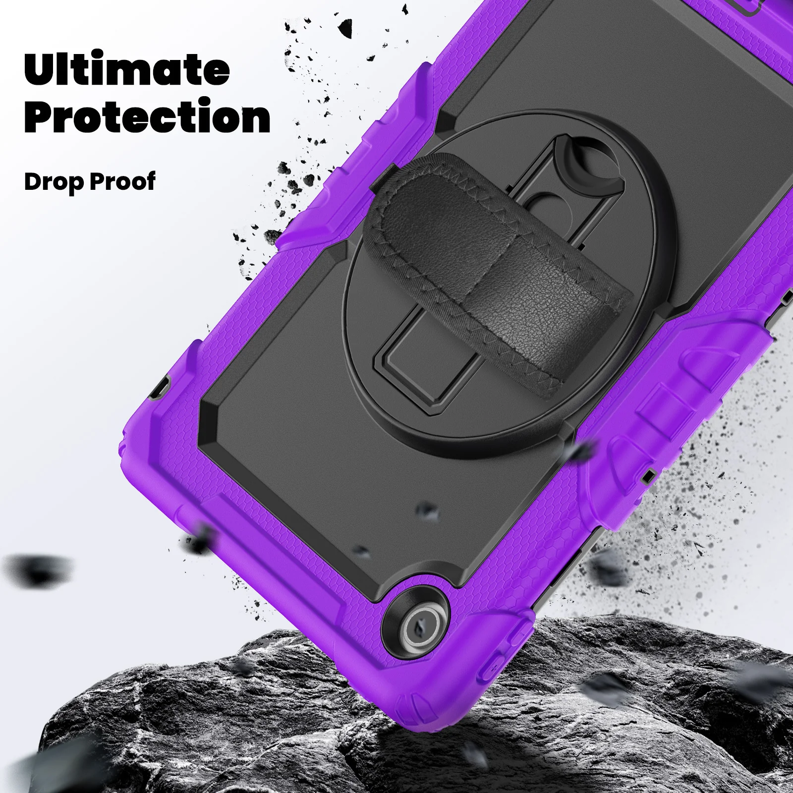 [Built-in Kickstand] Lenovo Tab 10.1" 2025 (TB311FU/TB311XU) - Silicone Full Covered Heavy Duty Series Case With Adjustable Hand Strap - Image 8
