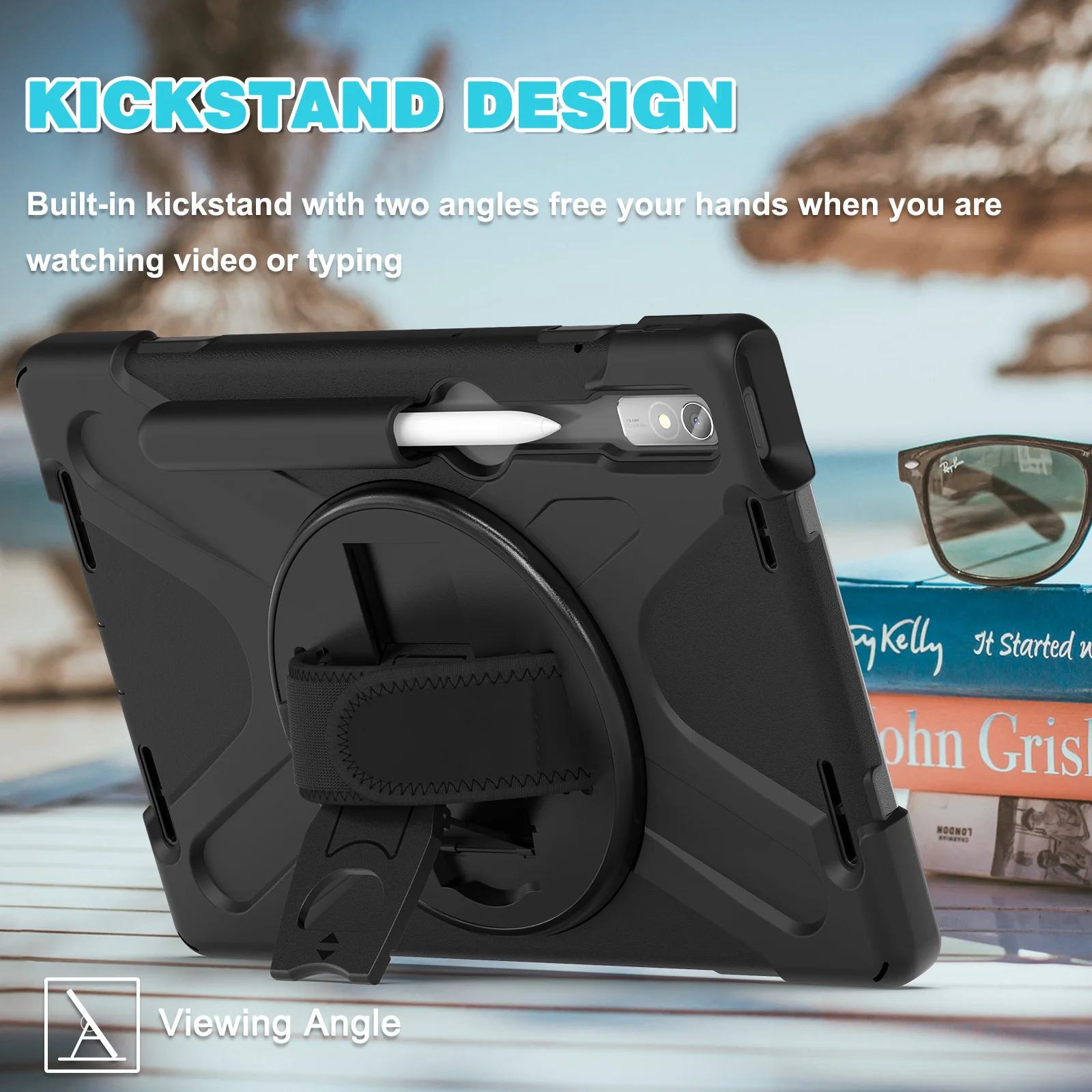 [Built-in Kickstand] Lenovo Tab M10 Gen 3 (3rd Gen) 10.1" inch 2022 (TB-328F/TB-328X) - Silicone Full Covered Heavy Duty Series Case With Adjustable Hand Strap - Image 11