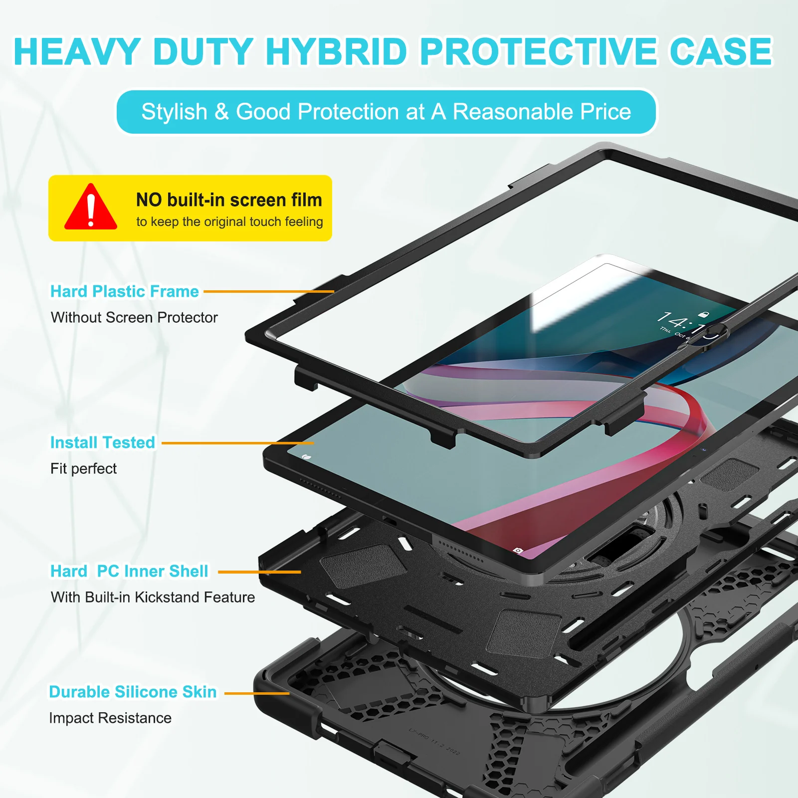 [Built-in Kickstand] Lenovo Tab M10 Gen 3 (3rd Gen) 10.1" inch 2022 (TB-328F/TB-328X) - Silicone Full Covered Heavy Duty Series Case With Adjustable Hand Strap - Image 15