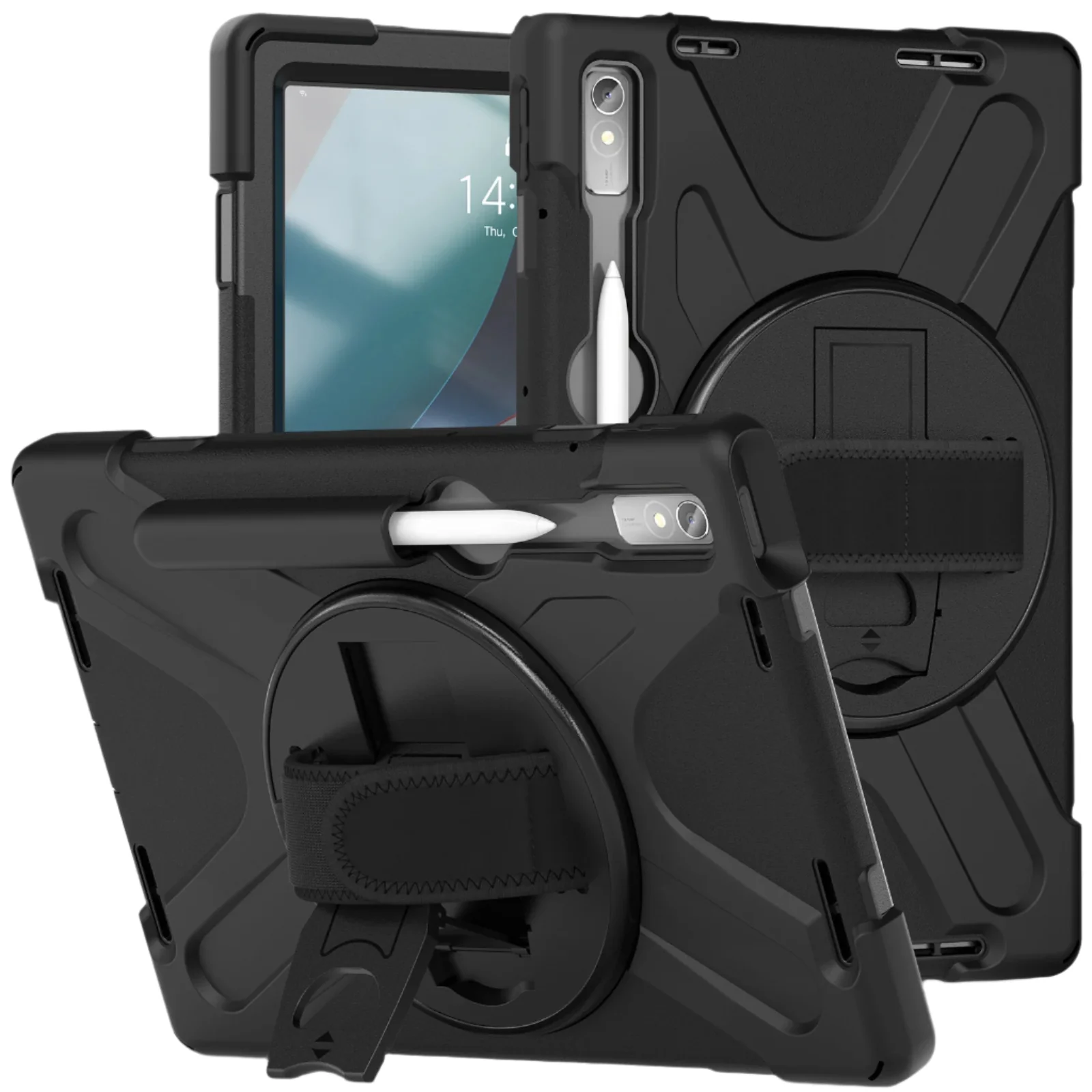 [Built-in Kickstand] Lenovo Tab M10 Gen 3 (3rd Gen) 10.1" inch 2022 (TB-328F/TB-328X) - Silicone Full Covered Heavy Duty Series Case With Adjustable Hand Strap - Image 2
