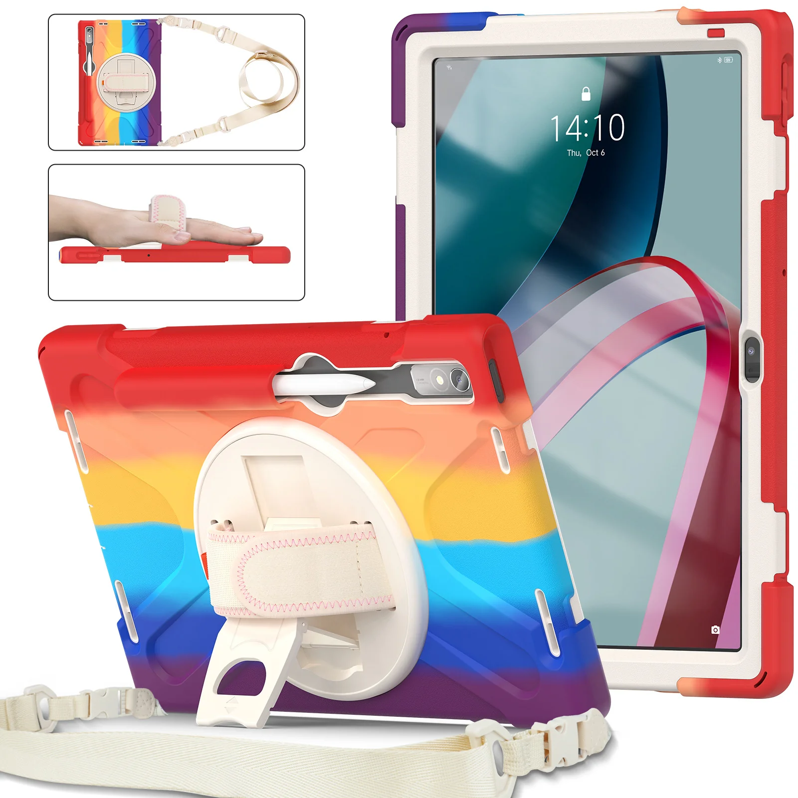 [Built-in Kickstand] Lenovo Tab M10 Gen 3 (3rd Gen) 10.1" inch 2022 (TB-328F/TB-328X) - Silicone Full Covered Heavy Duty Series Case With Adjustable Hand Strap - Image 23