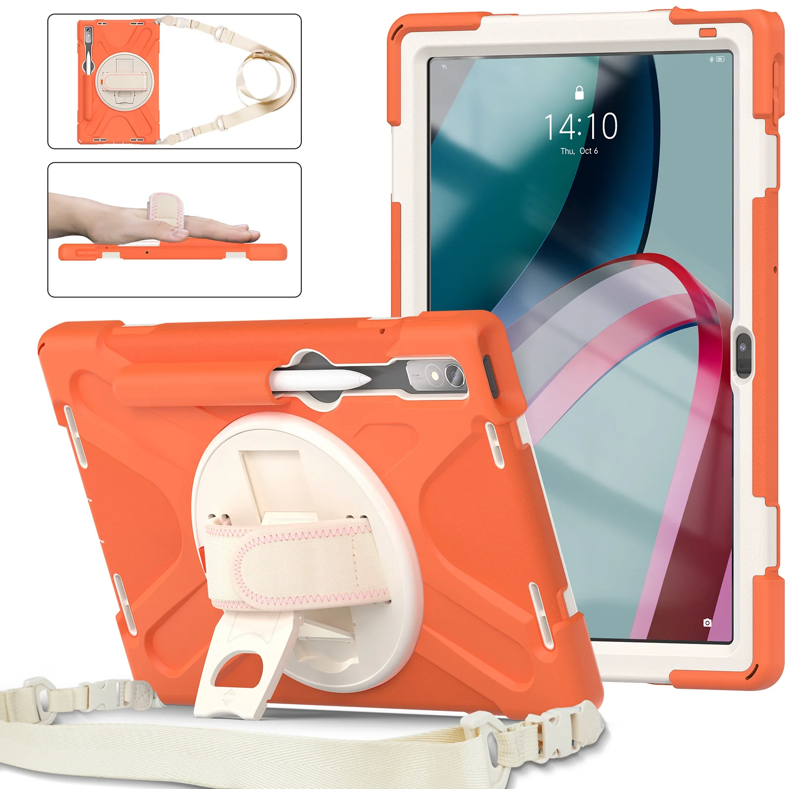 [Built-in Kickstand] Lenovo Tab M10 Gen 3 (3rd Gen) 10.1" inch 2022 (TB-328F/TB-328X) - Silicone Full Covered Heavy Duty Series Case With Adjustable Hand Strap - Image 26