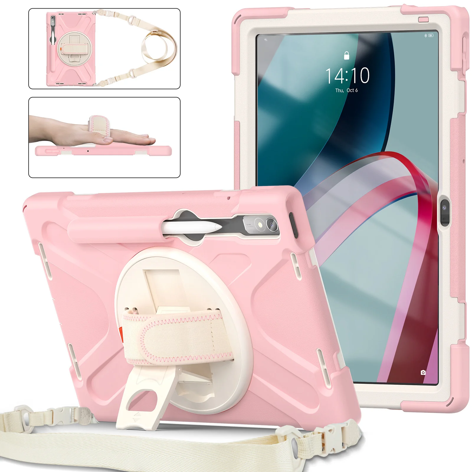 [Built-in Kickstand] Lenovo Tab M10 Gen 3 (3rd Gen) 10.1" inch 2022 (TB-328F/TB-328X) - Silicone Full Covered Heavy Duty Series Case With Adjustable Hand Strap - Image 28