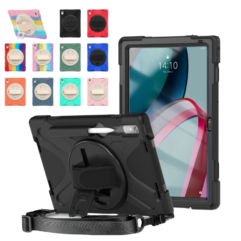 [Built-in Kickstand] Lenovo Tab M8 (4th Gen) 8.0" 2023 (TB-300FU) - Silicone Full Covered Heavy Duty Series Case With Adjustable Hand Strap - Image 3