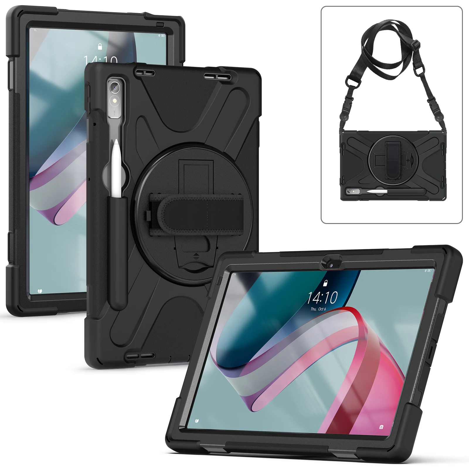 [Built-in Kickstand] Lenovo Tab M8 (4th Gen) 8.0" 2023 (TB-300FU) - Silicone Full Covered Heavy Duty Series Case With Adjustable Hand Strap - Image 9