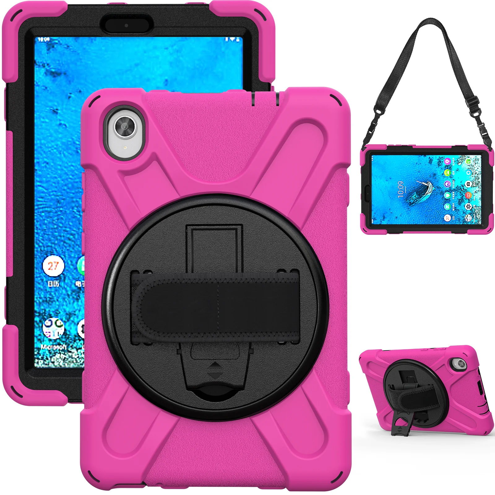 [Built-in Kickstand] Lenovo Pad Pro 11.5" inch 2021 (TB-J716F) - Silicone Full Covered Heavy Duty Series Case With Adjustable Hand Strap - Image 9