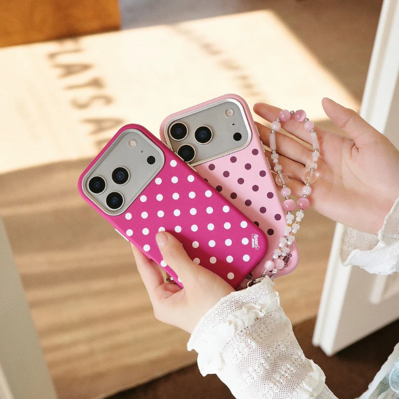 [Built-in Lint] Apple iPhone 16/Pro/Pro Max - Polka Dot PU Leather Full-Cover Shockproof Case - Image 6