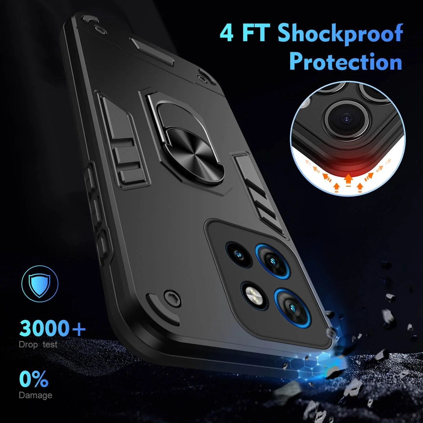 [Built-in Metal Ring Kickstand] Motorola Moto G84 - Shockproof Heavy Duty Case - Image 6