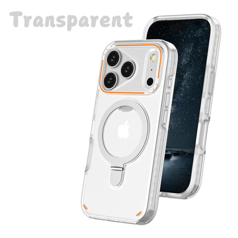 [Built-in Metal Ring Stand][Magsafe Compatible] Apple iPhone 17/Air/Pro/Pro Max Transparent Full-Body Shockproof Phone Case - Image 11