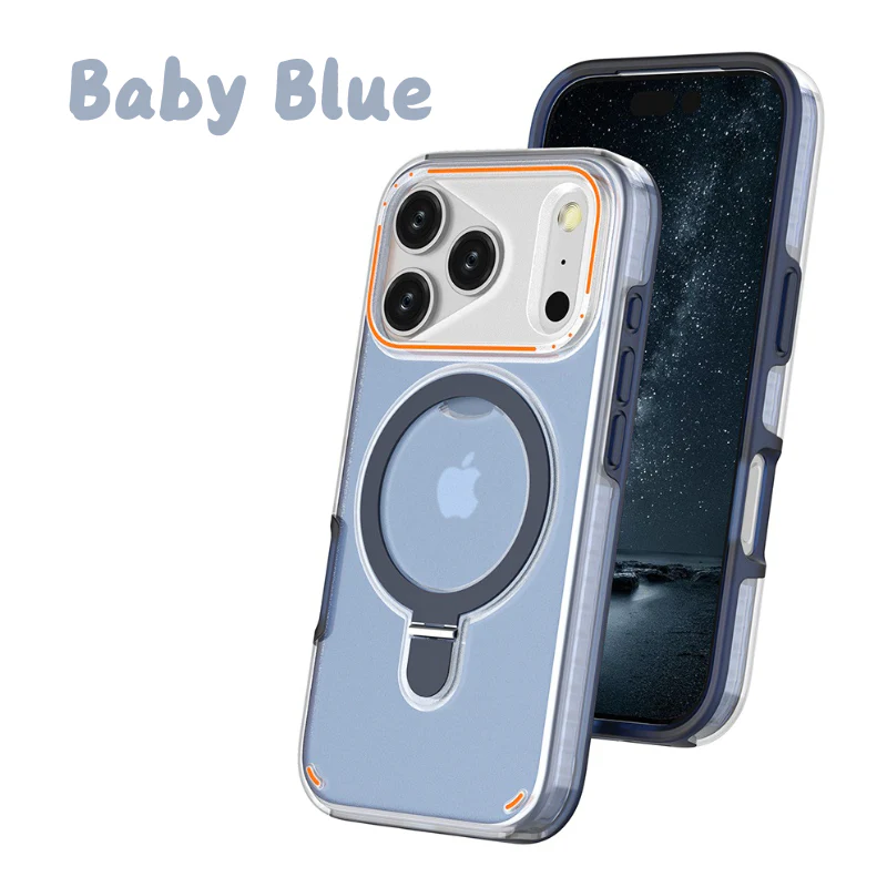 [Built-in Metal Ring Stand][Magsafe Compatible] Apple iPhone 17/Air/Pro/Pro Max Transparent Full-Body Shockproof Phone Case - Image 12