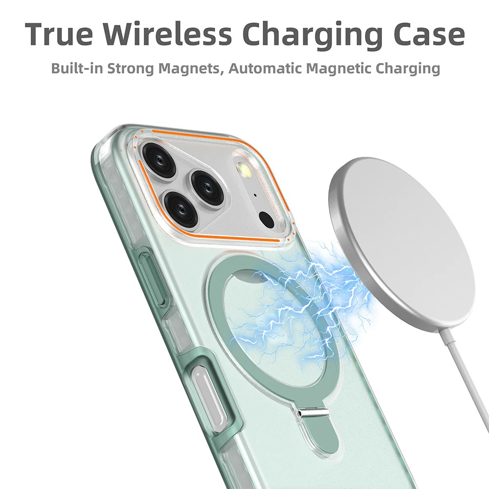 [Built-in Metal Ring Stand][Magsafe Compatible] Apple iPhone 17/Air/Pro/Pro Max Transparent Full-Body Shockproof Phone Case - Image 5