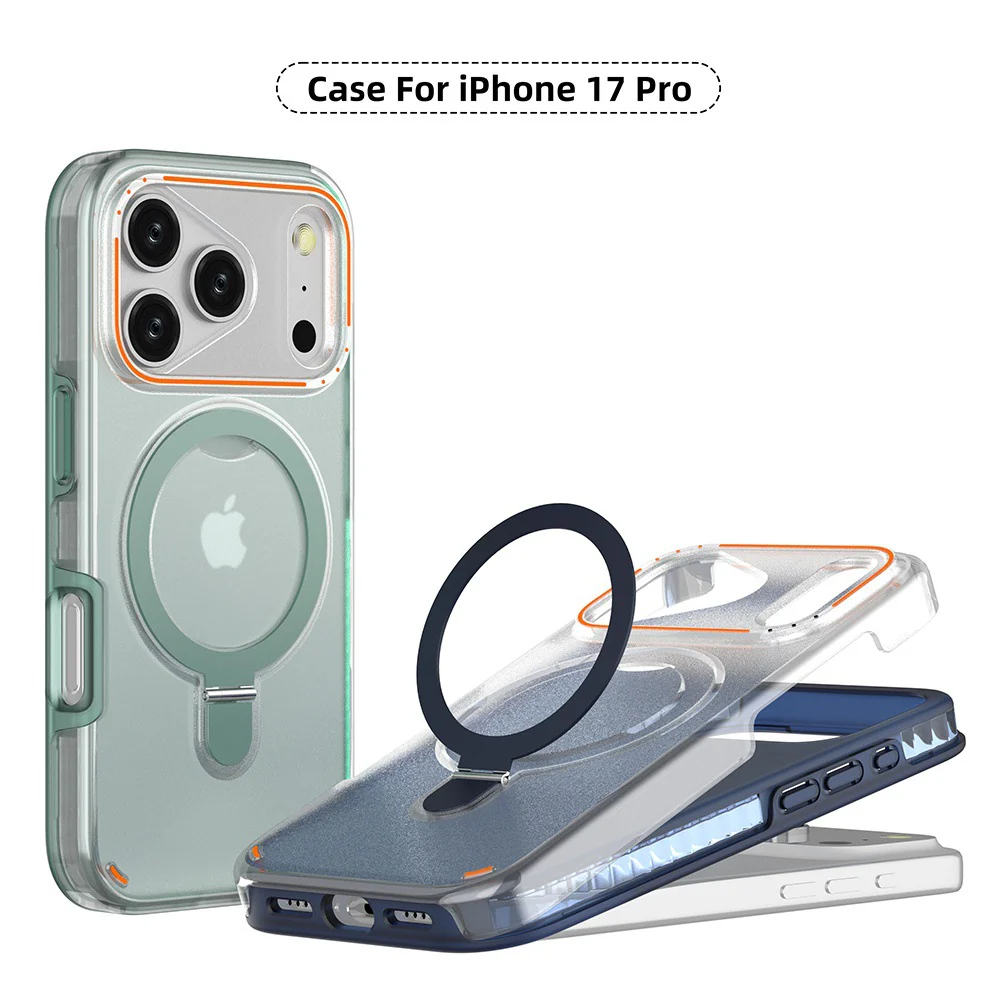[Built-in Metal Ring Stand][Magsafe Compatible] Apple iPhone 17/Air/Pro/Pro Max Transparent Full-Body Shockproof Phone Case - Image 7