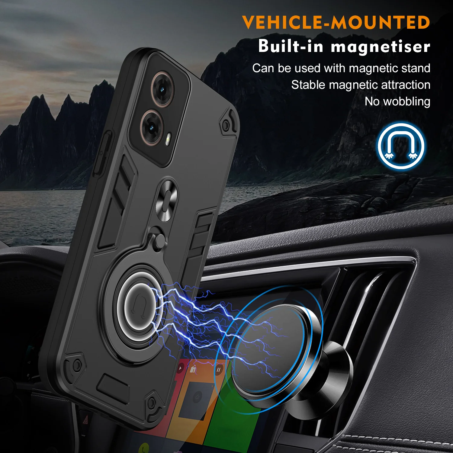 [Built-in Metal Ring Stand] Motorola Moto G85 Thickened Shockproof Heavy Duty Series Case - Image 10