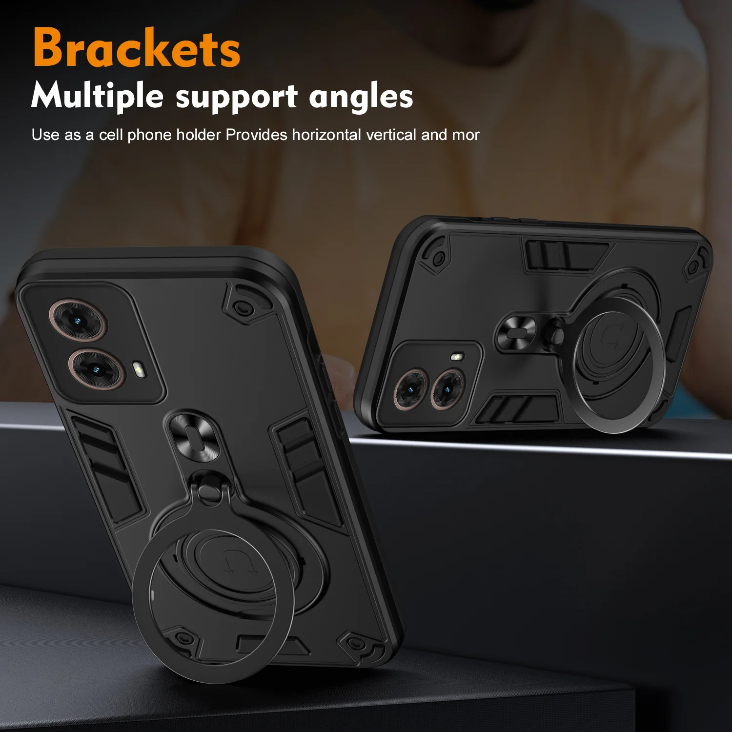 [Built-in Metal Ring Stand] Motorola Moto G85 Thickened Shockproof Heavy Duty Series Case - Image 5