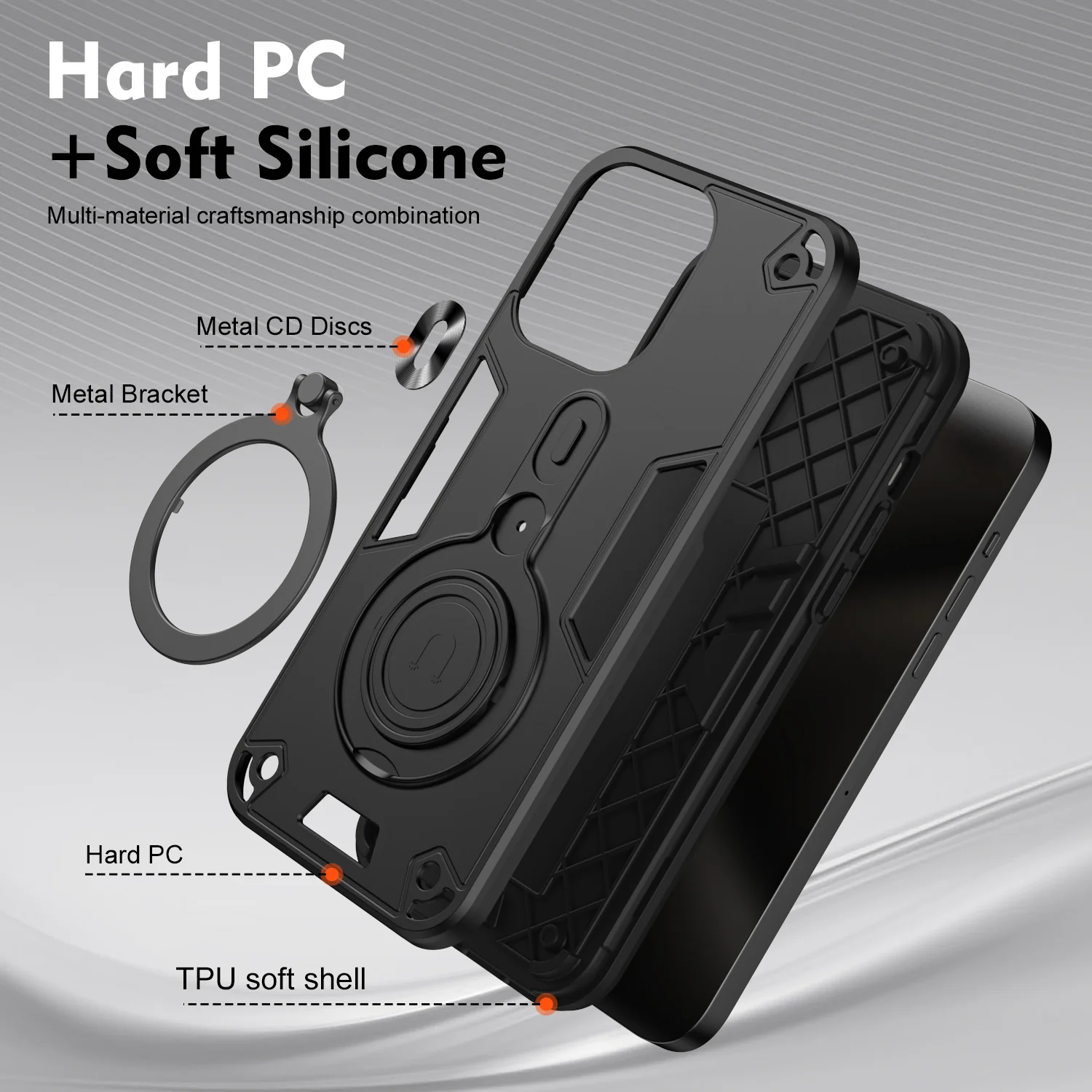 [Built-in Metal Ring Stand] Motorola Moto G85 Thickened Shockproof Heavy Duty Series Case - Image 7