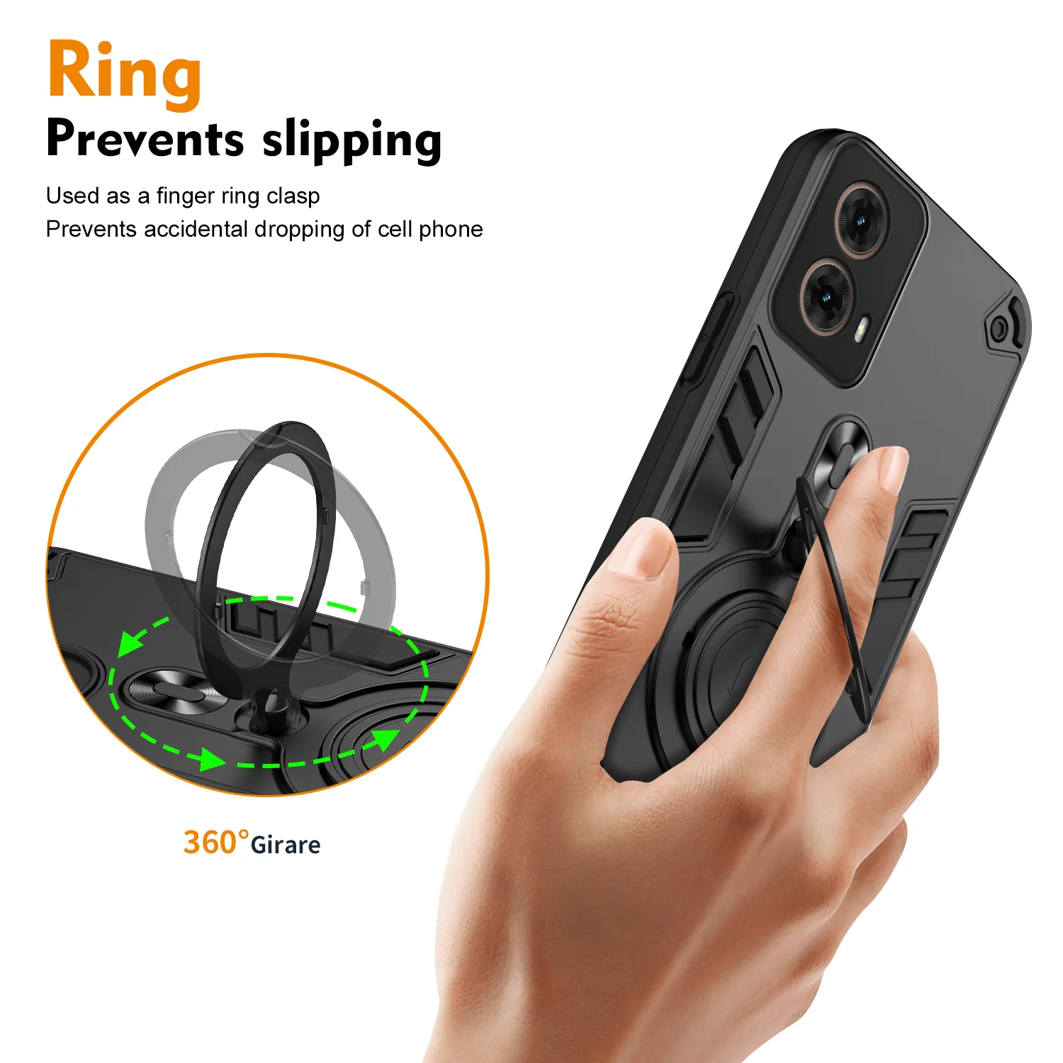 [Built-in Metal Ring Stand] Motorola Moto G85 Thickened Shockproof Heavy Duty Series Case - Image 8