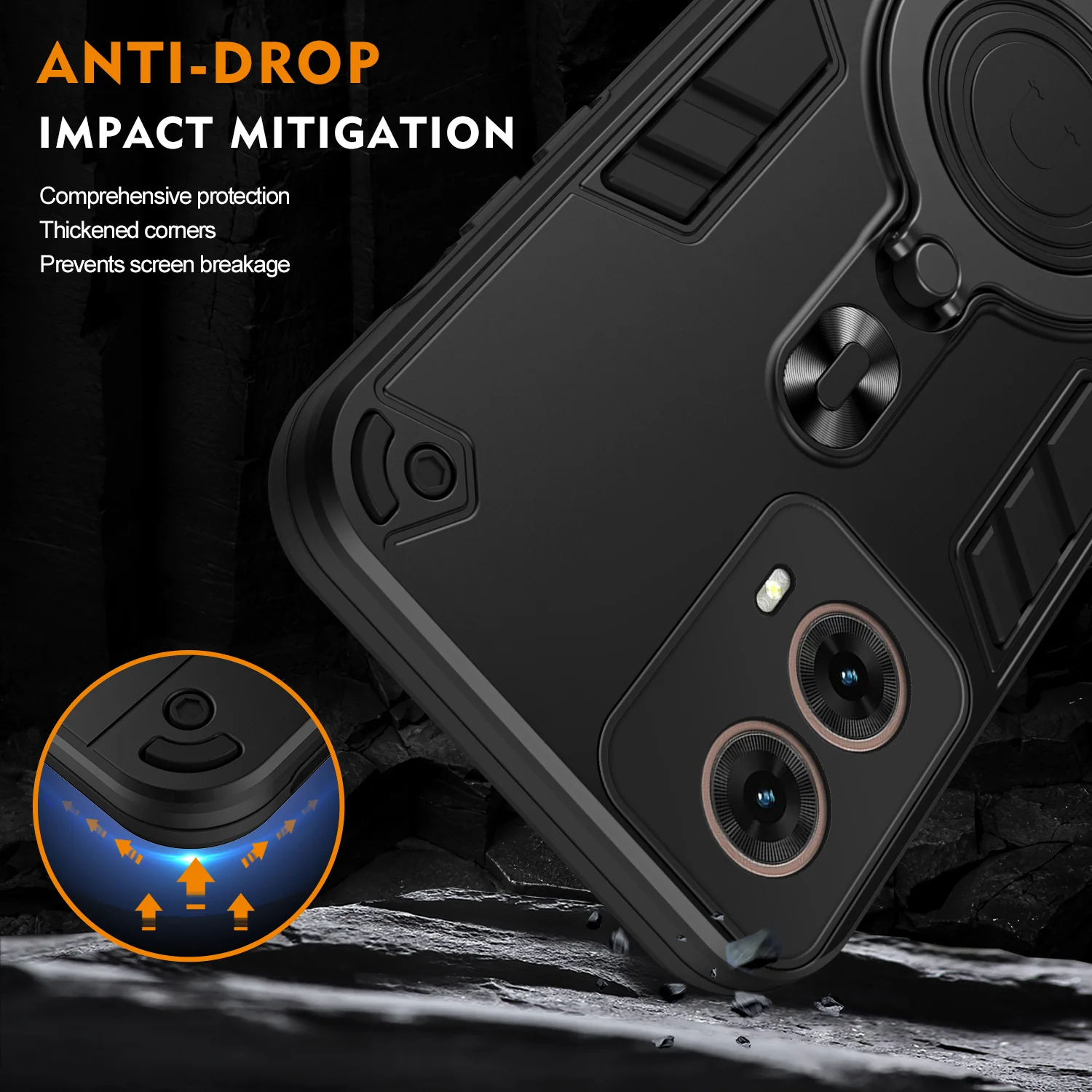 [Built-in Metal Ring Stand] Motorola Moto G85 Thickened Shockproof Heavy Duty Series Case - Image 9