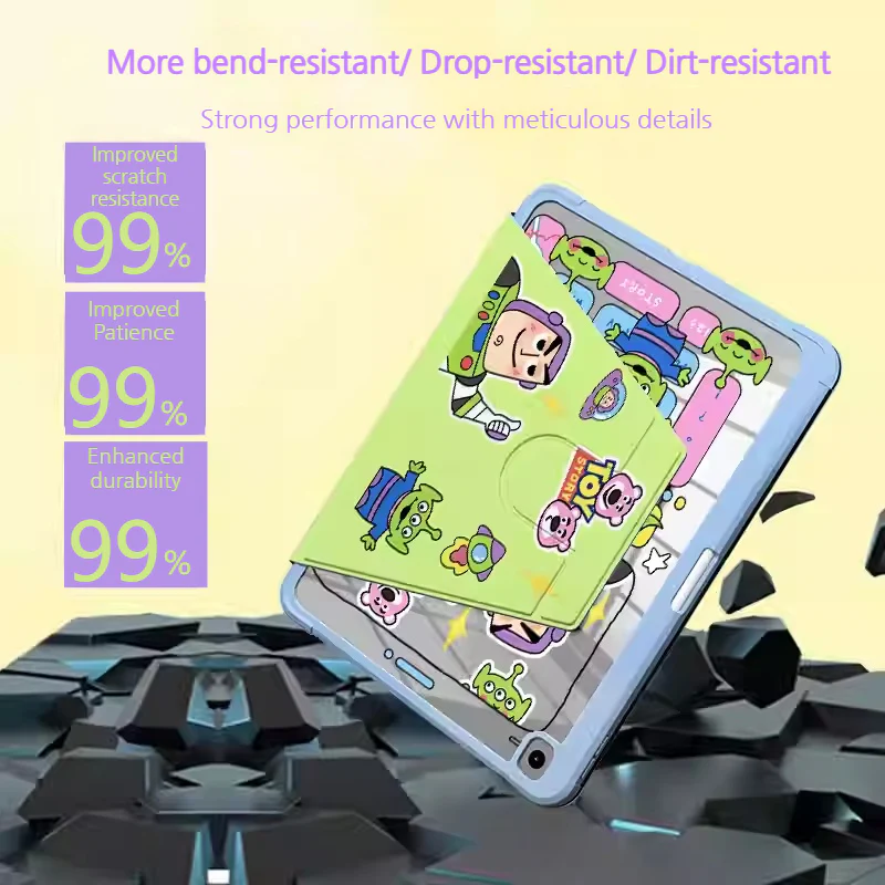 [Built-in Pen Slot] Apple iPad 7/8/9 10.2'' 7/8/9th Gen (2019/2020/2021) Toy Story Smart 360° Degree Rotate Stand Shockproof Flip Cover Case - Image 3