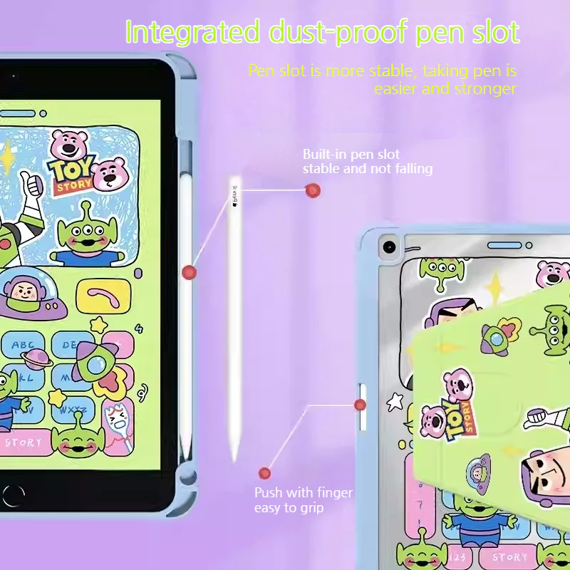 [Built-in Pen Slot] Apple iPad 7/8/9 10.2'' 7/8/9th Gen (2019/2020/2021) Toy Story Smart 360° Degree Rotate Stand Shockproof Flip Cover Case - Image 6