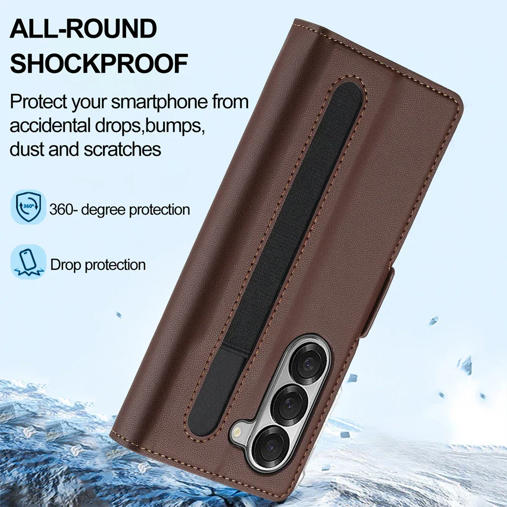 [Built-in Pen Slot][With Card Slot] Samsung Galaxy Z Fold7 Business Leather Fold Wallet Shockproof Case - Image 2