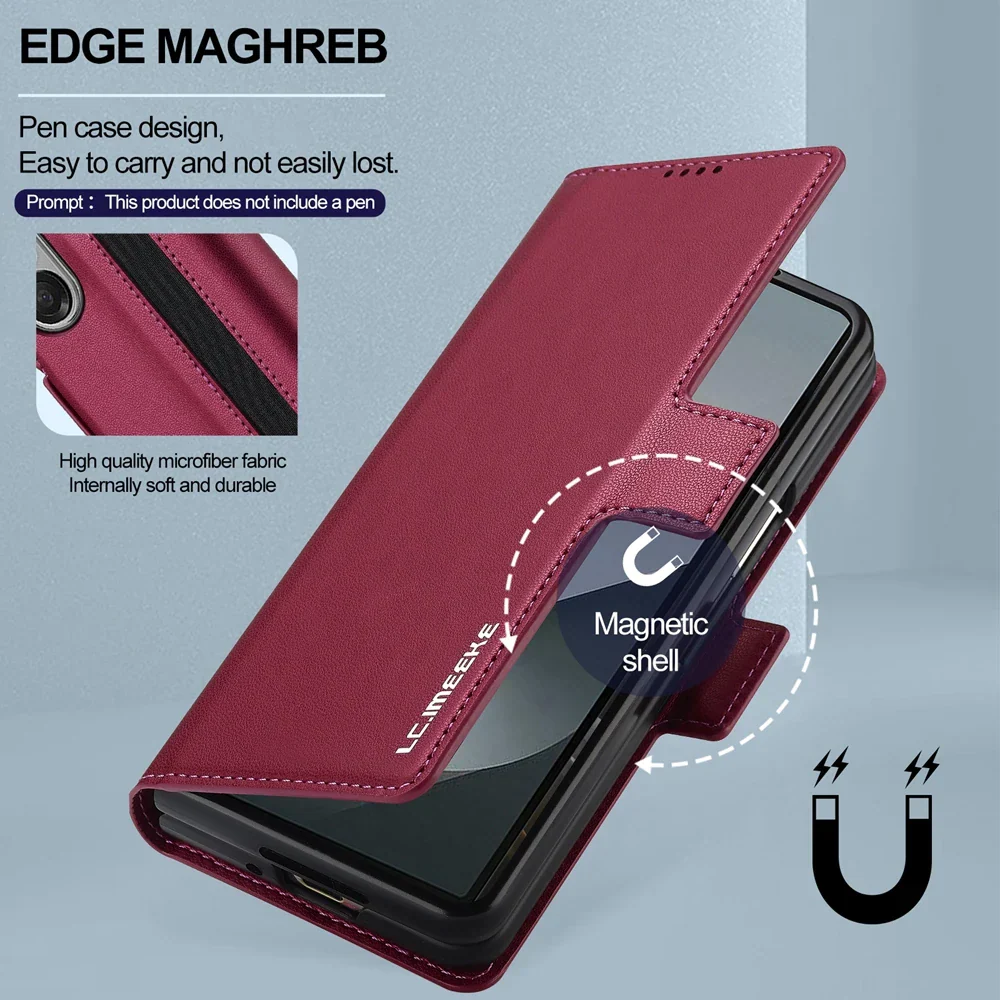 [Built-in Pen Slot][With Card Slot] Samsung Galaxy Z Fold7 Business Leather Fold Wallet Shockproof Case - Image 8
