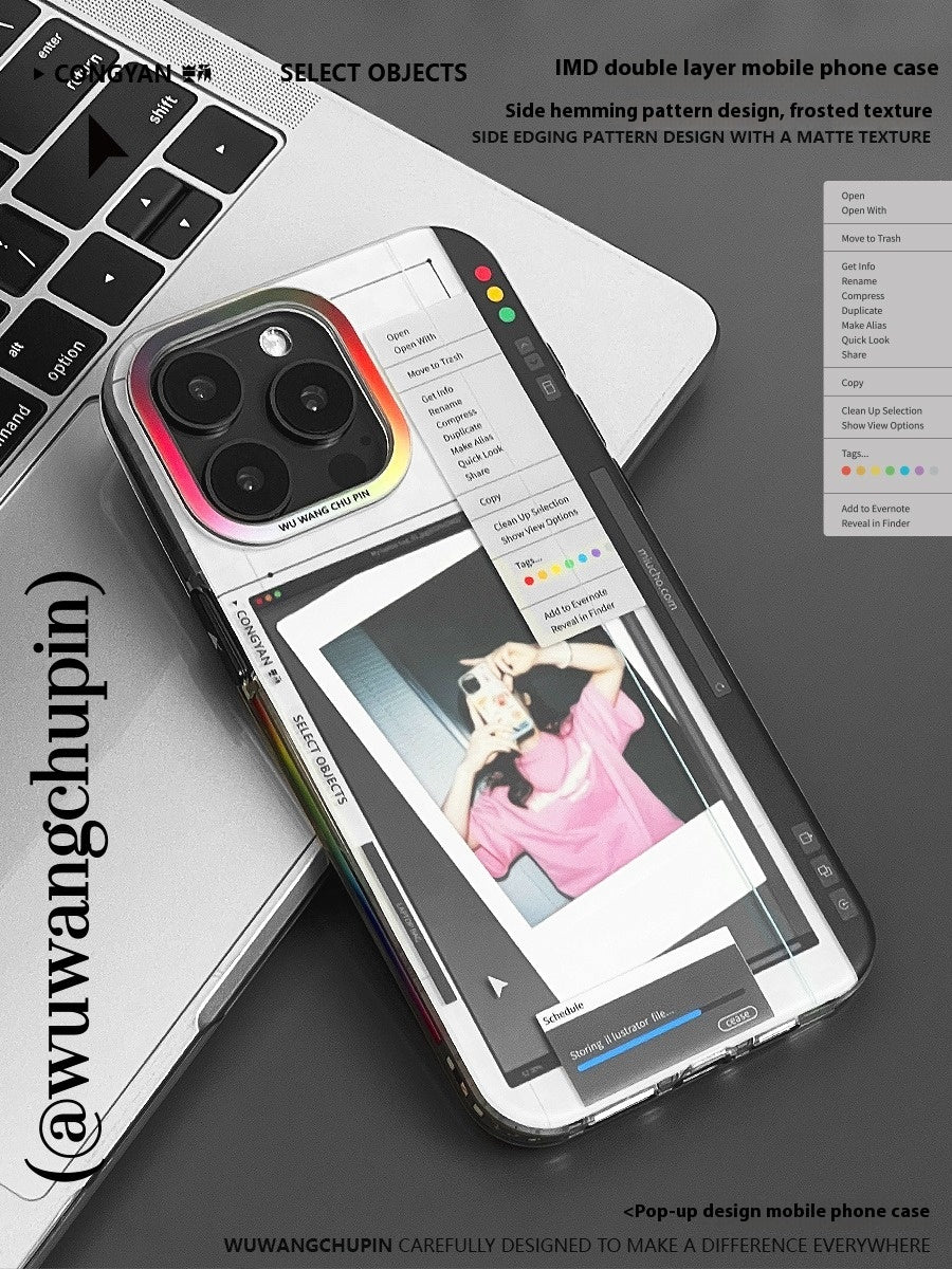 [Built-in Picture] Apple iPhone 14/Pro/Pro Max desktop pop-up window design style for placing photos Shockproof Fashion Series Case - Image 3