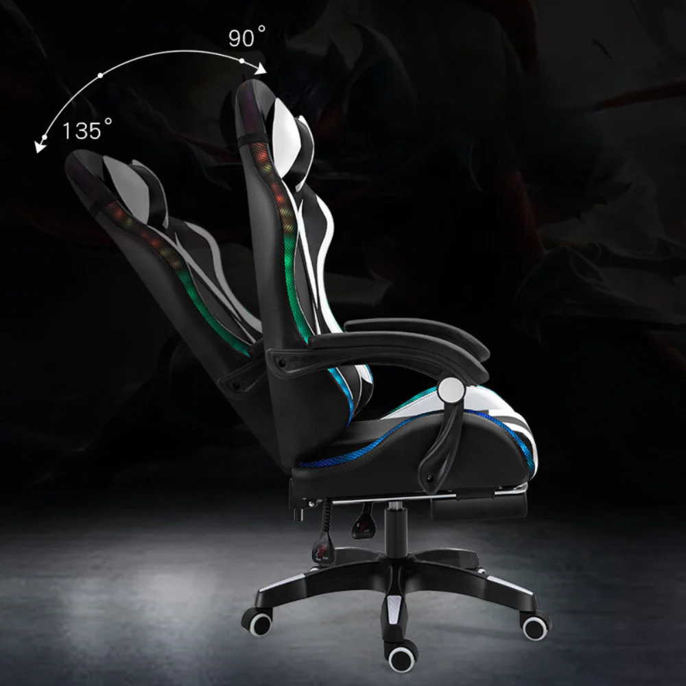 [Built-in RBG LED Light] PU Leather Latex Cushion Gaming Racing Chair Office Chair - Image 10