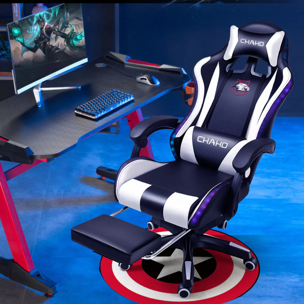 [Built-in RBG LED Light] PU Leather Latex Cushion Gaming Racing Chair Office Chair - Image 12