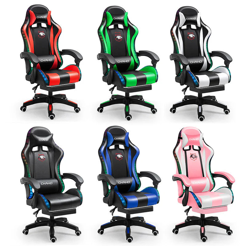 [Built-in RBG LED Light] PU Leather Latex Cushion Gaming Racing Chair Office Chair - Image 2