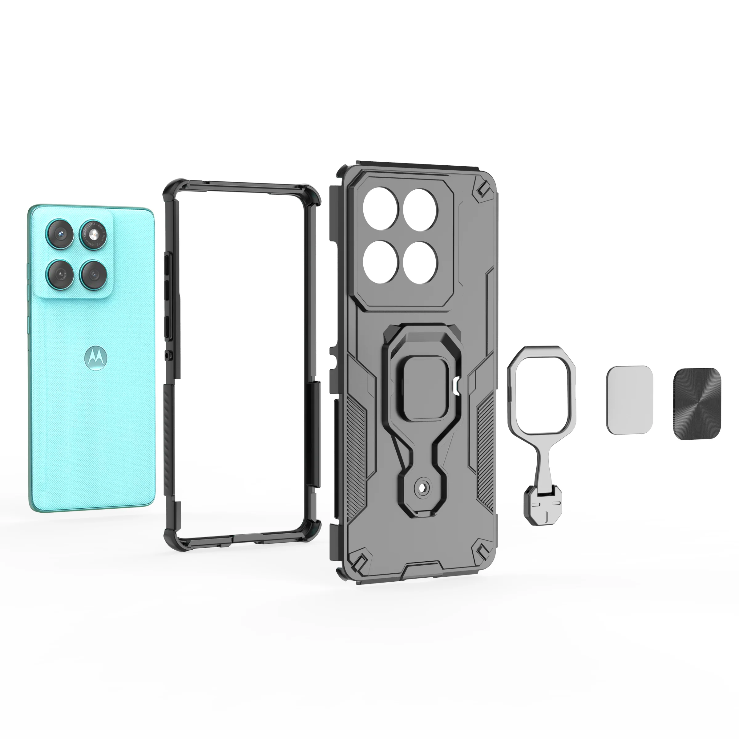 [Built-in Ring Bracket] Motorola Moto Edge 60 Pro/Fusion Mecha-style Anti-slip Protective Hard Heavy Duty Series Case - Image 6