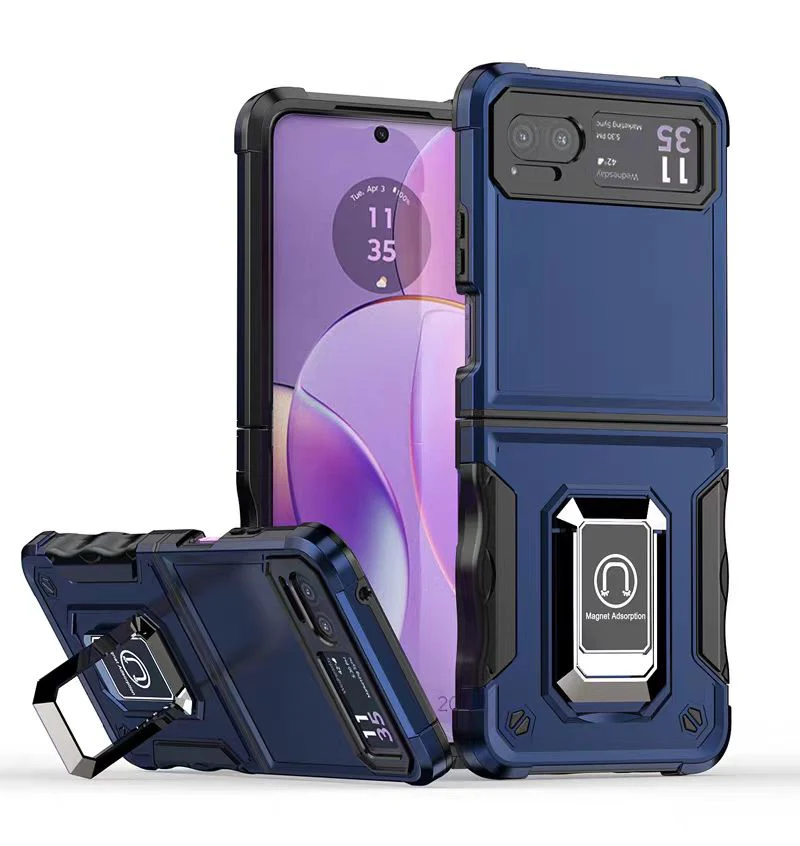 [Built-in Ring Bracket] Motorola Moto Razr 40 Hybrid Soft Silicone Hard PC Shockproof Protective Heavy Duty Series Case - Image 8